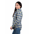 Рубашка-куртка в клетку женская с шерстяной подкладкой. Цвет голубой
